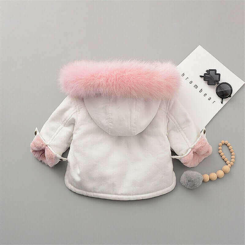 Fleece Toddler Girl Jacket Denim Warm Fur Hoodie Kids Winter.