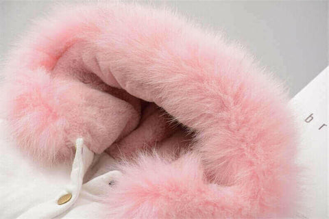 Fleece Toddler Girl Jacket Denim Warm Fur Hoodie Kids Winter.