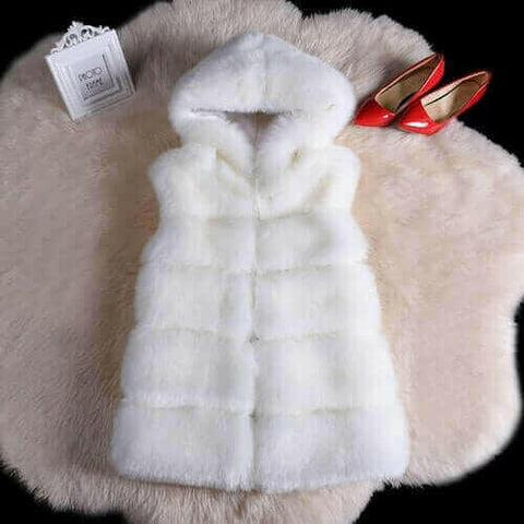 2022 Winter Sleeveless Artificial Fox Fur Coat Gilet Faux Fur Jacket.