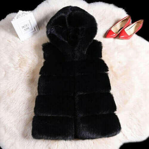 2022 Winter Sleeveless Artificial Fox Fur Coat Gilet Faux Fur Jacket.