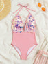 Women Pink Sequin One Piece Swimsuit