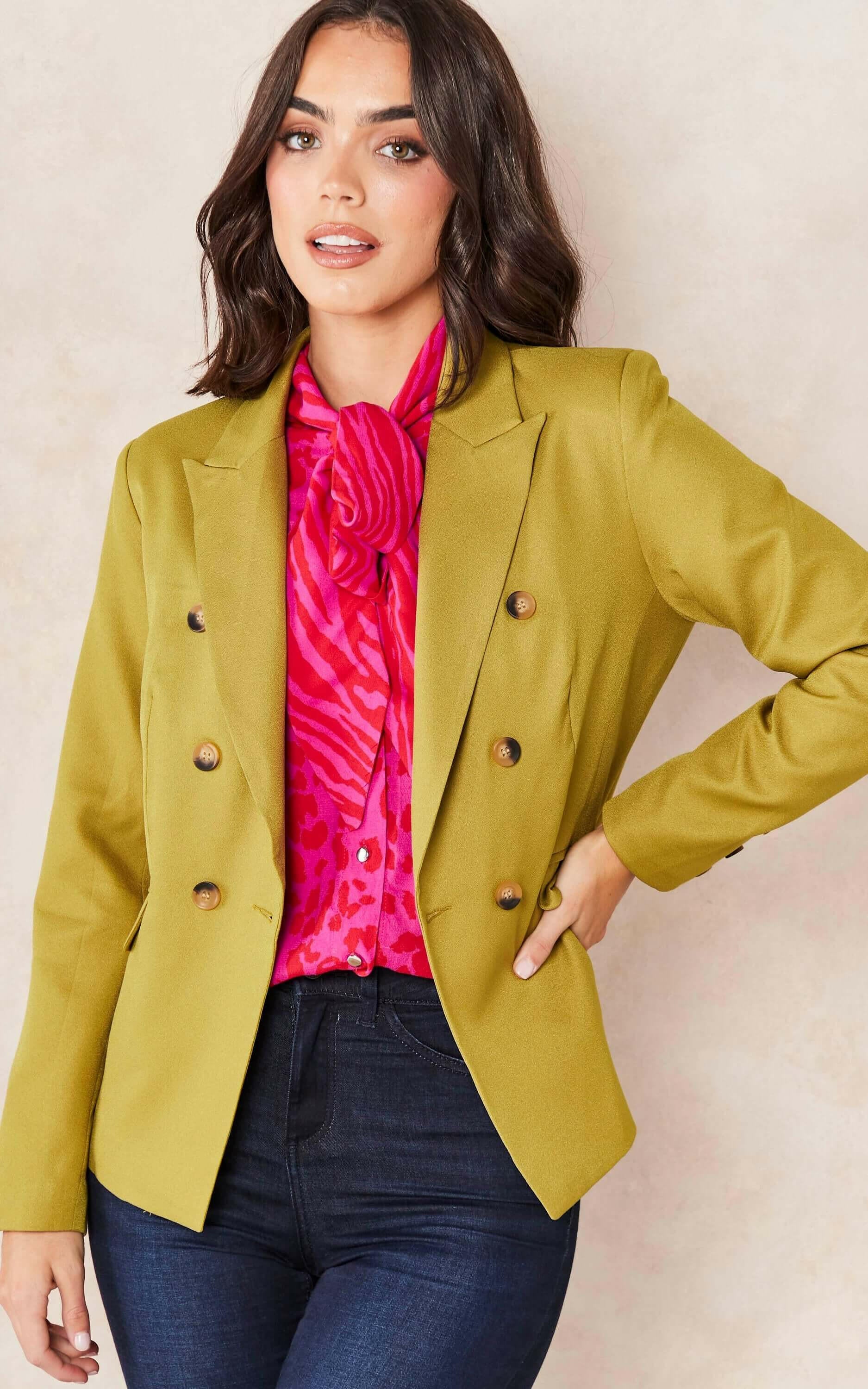 Olive Solid Blazer.