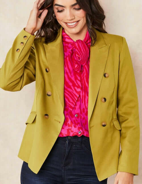 Olive Solid Blazer.