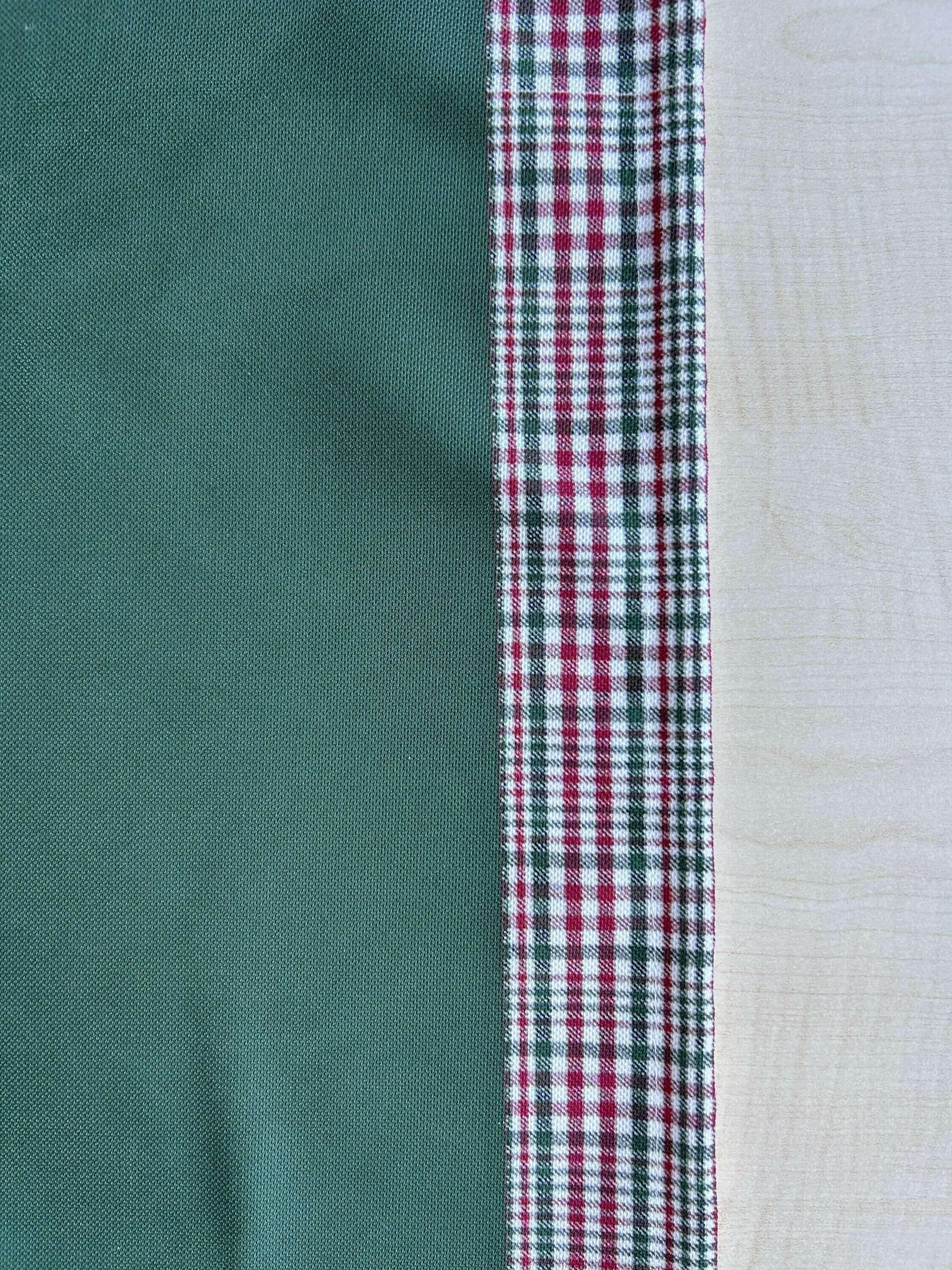 Hunter Green and Red Runner with Plaid Border, Holiday Decor.