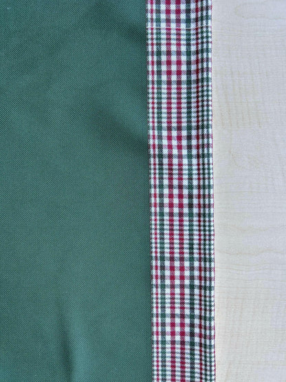 Hunter Green and Red Runner with Plaid Border, Holiday Decor.