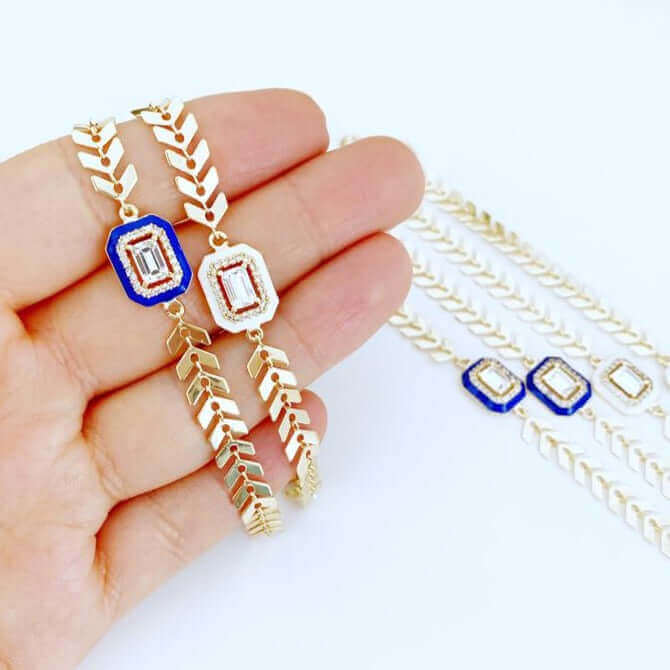 Gold Chain Bracelet, Micro Pave Bracelet, Cubic Zircon Bracelet, CZ