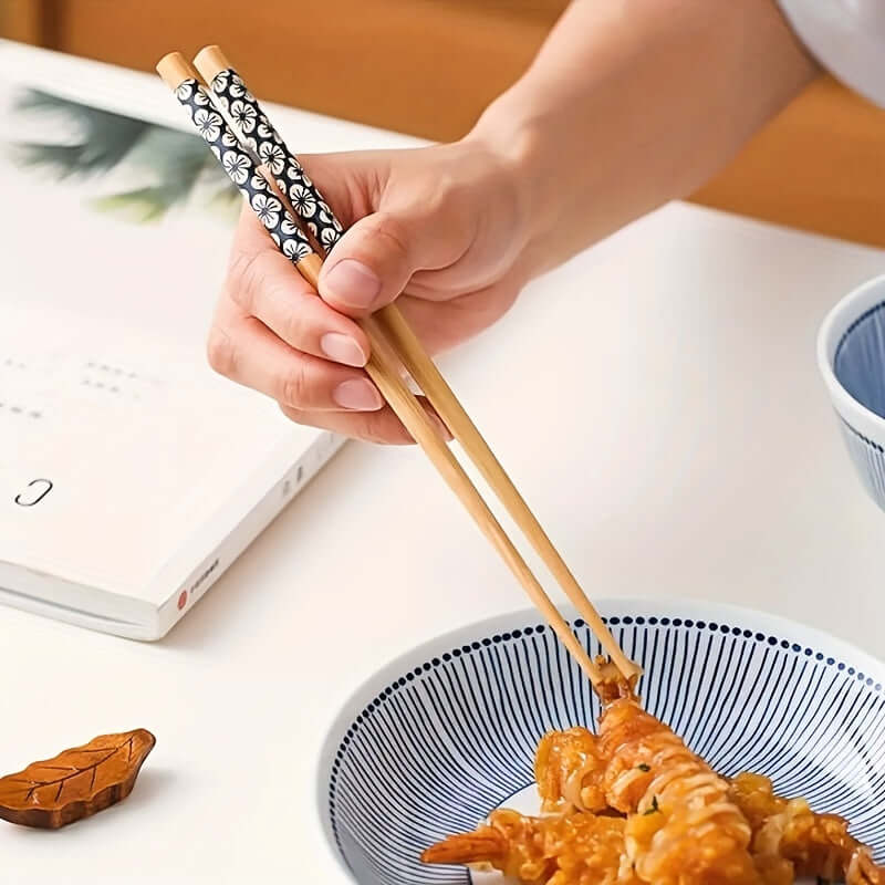 5 Pairs Premium Reusable Multicolor Nonslip Bamboo Chopsticks