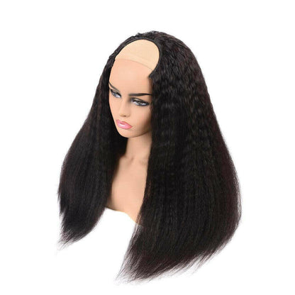 U Part Wig Kinky Straight Human Hair Wigs For Black Women Brazilian Re.