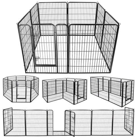 39" Height Outdoor Pet Playpen Metal Exercise Fence Kennel Dog Playpen - 8 Panels