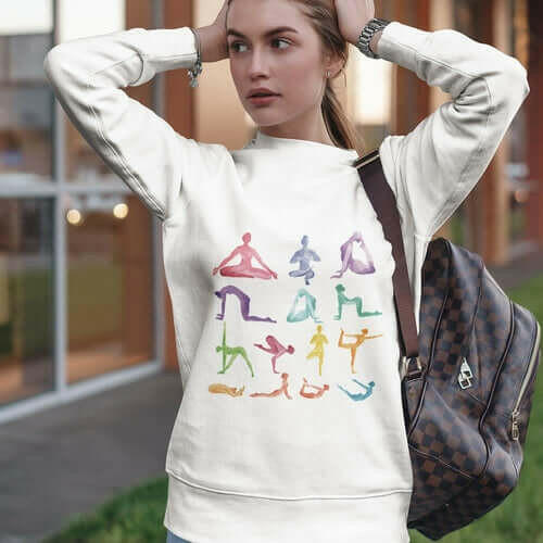 Yoga Theme Crewneck Sweatshirt.