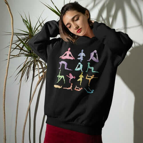 Yoga Theme Crewneck Sweatshirt.