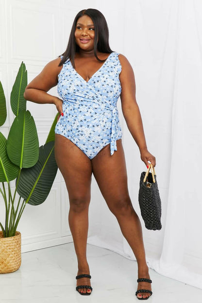 Marina West Swim Full Size Float On Ruffle Faux Wrap One-Piece in