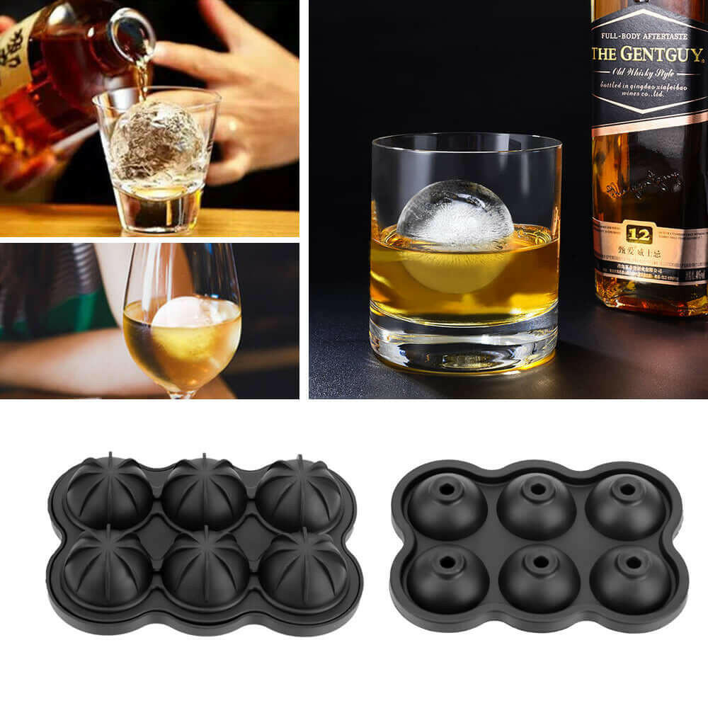 Large Ice Cube Maker Silicone Mold 6 Cell Ice Ball.