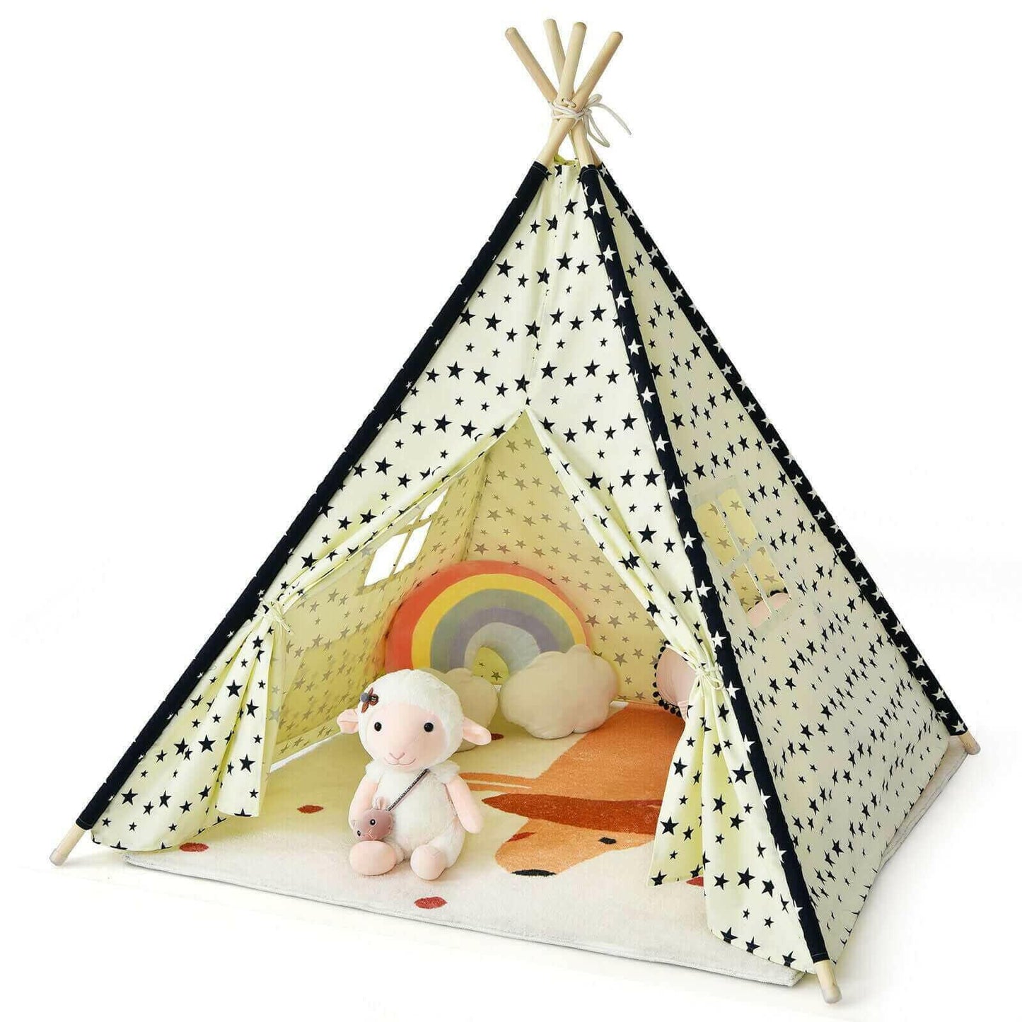 Children Teepee Play Tent Canvas Playhouse Folding Camping Wigwam.