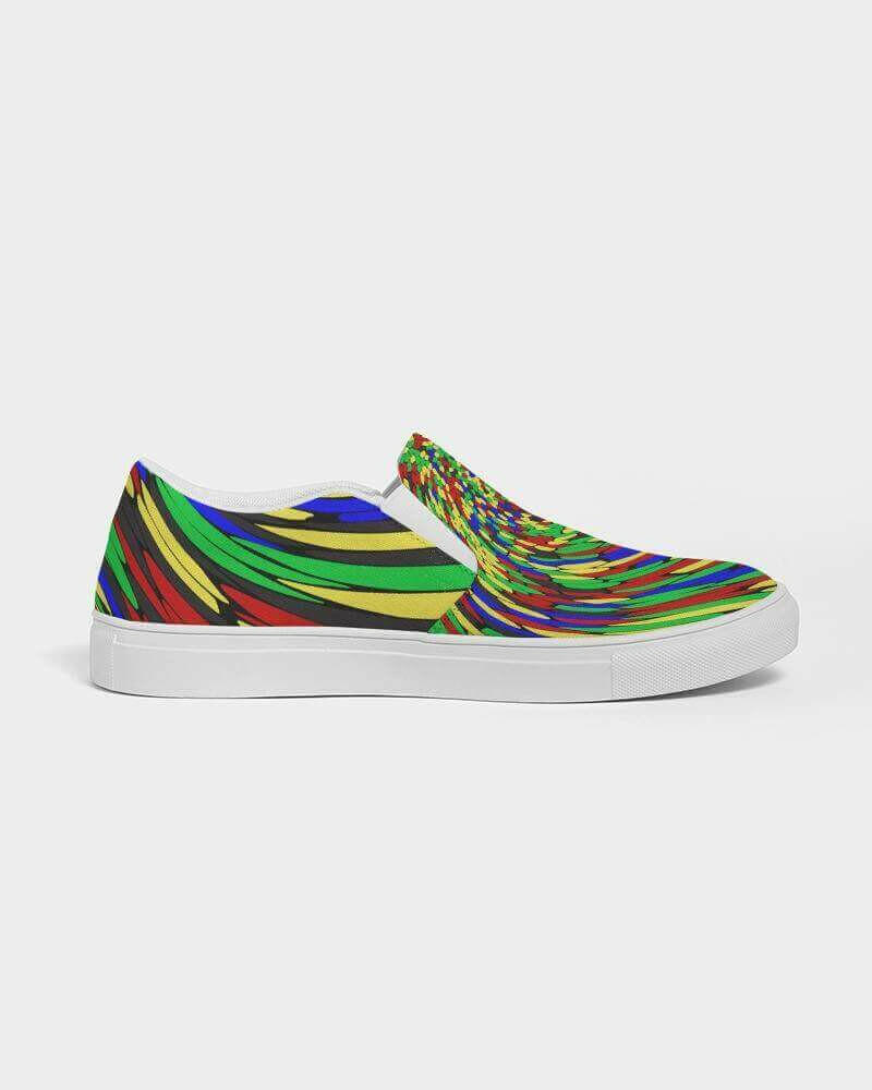 multicolor slip-on canvas sneakers