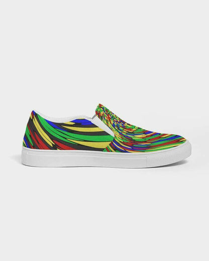 multicolor slip-on canvas sneakers