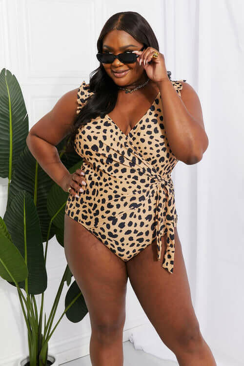 Marina West Swim Full Size Float On Ruffle Faux Wrap One-Piece in