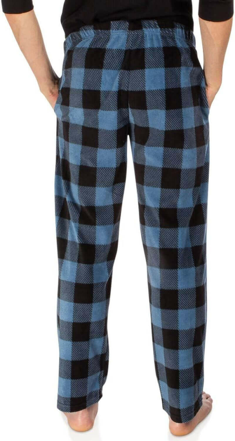 1Pack or 3Pack Mens PJ Pajama Pants Bottoms Fleece Lounge Pants Sleepwear Plaid Pjs with Pockets Microfleece