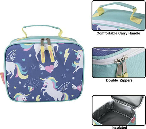 , Tiny Fun Insulated Lunch Box Containers for School Kids, Boys and Girls - Unique Unicorns