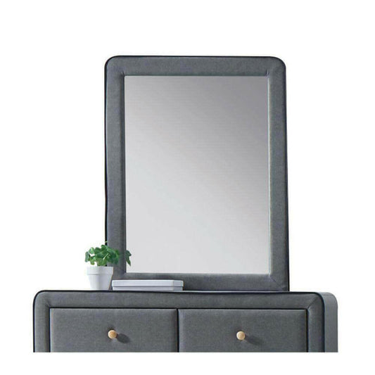 Light Gray Upholstered Vanity Mirror.