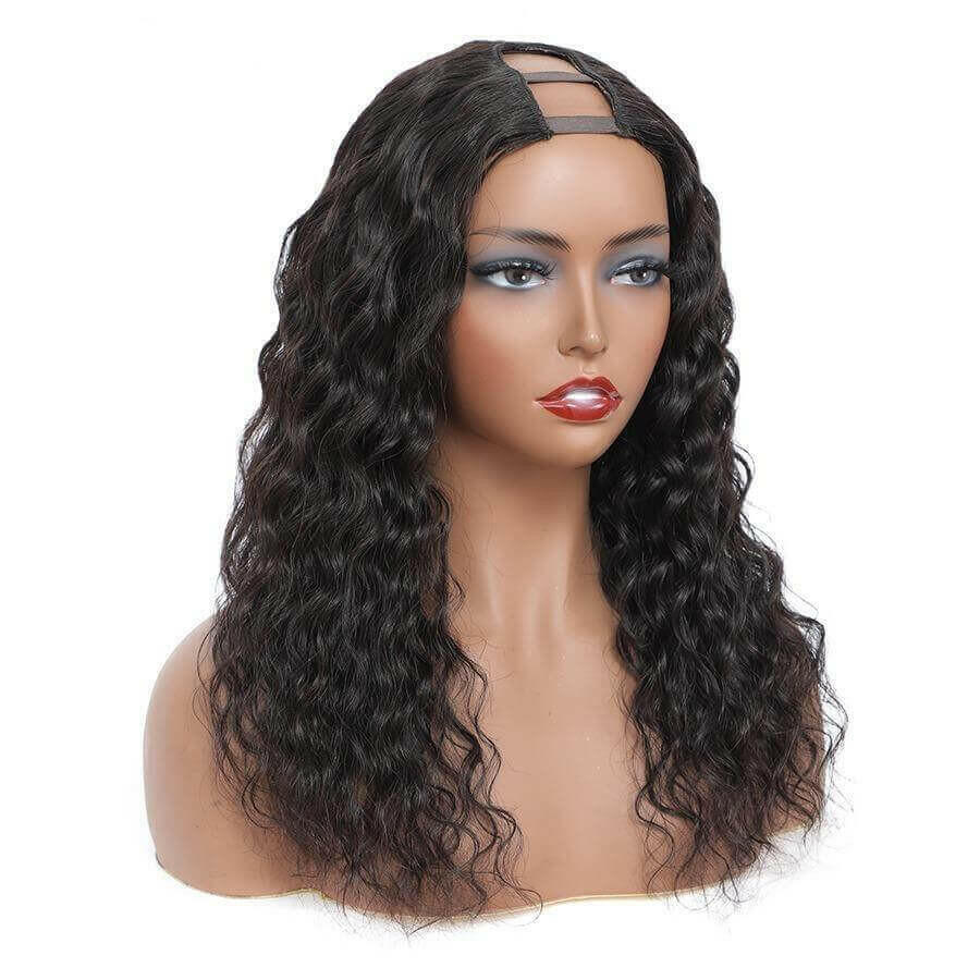 U Part Wig Water Wave Human Hair Wigs For Black Women Brazilian Remy H.