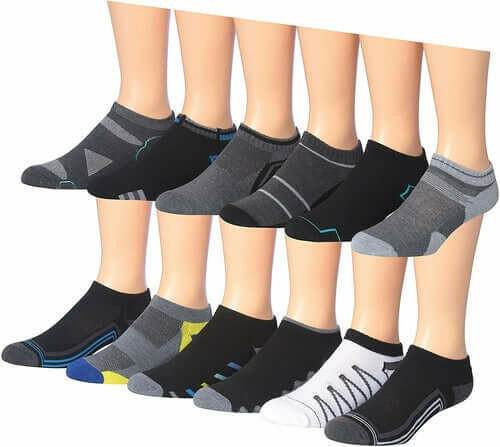 James Fiallo Men's 12-Pairs Performance Low Cut Athletic Sport Socks.