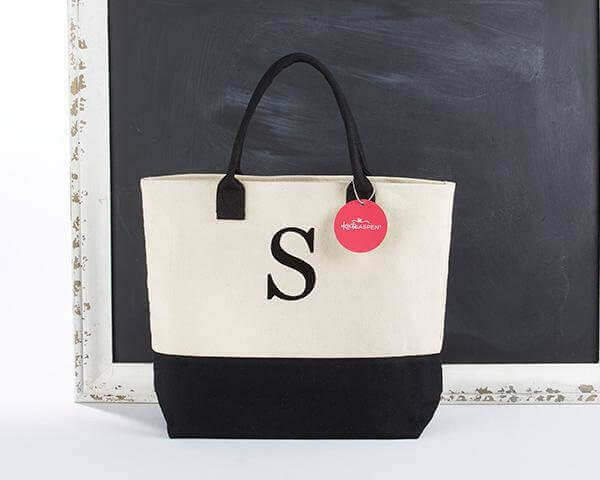 Classic Black And White Monogrammed Initial Tote Bag.