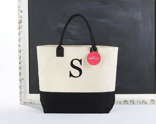 Classic Black And White Monogrammed Initial Tote Bag