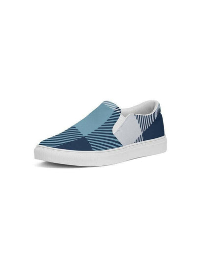 blue plaid slip-on sneakers