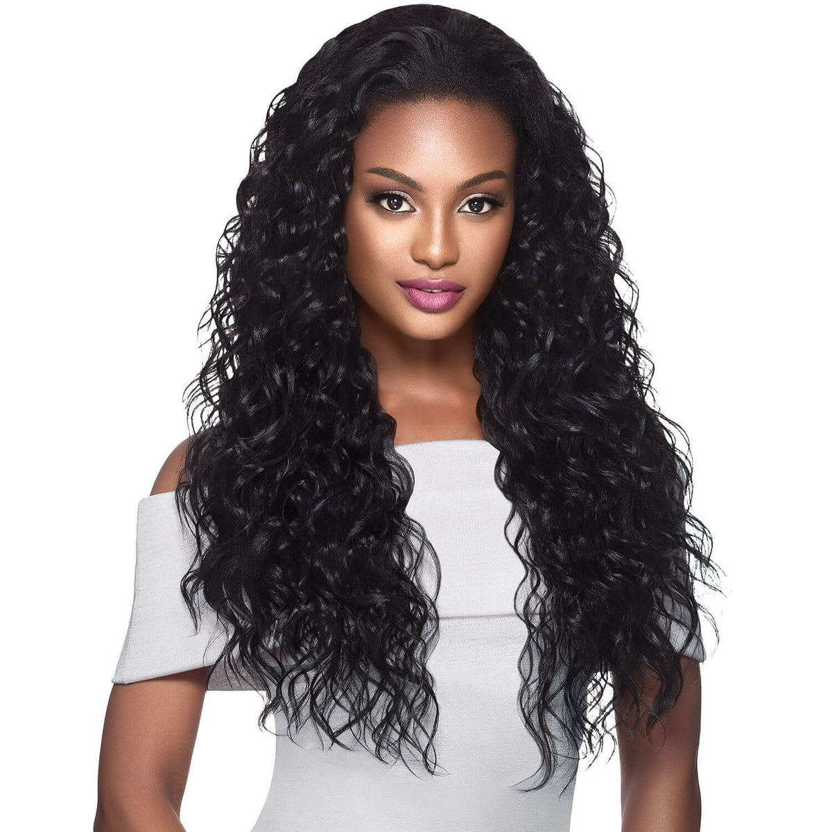 Outre Bonita Quick Weave Synthetic Half Wig – 1B Off Black