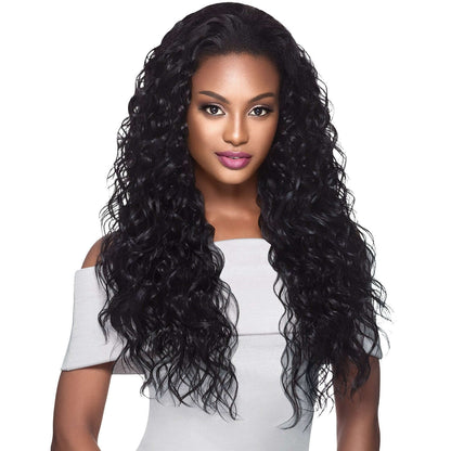 Outre Bonita Quick Weave Synthetic Half Wig – 1B Off Black