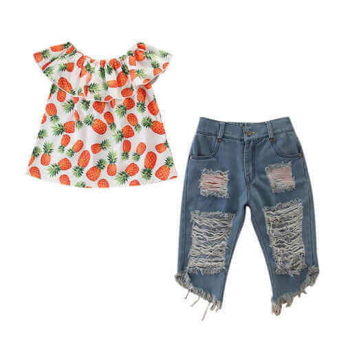 2PCS Toddler Kids Girls Clothes Off Shoulder