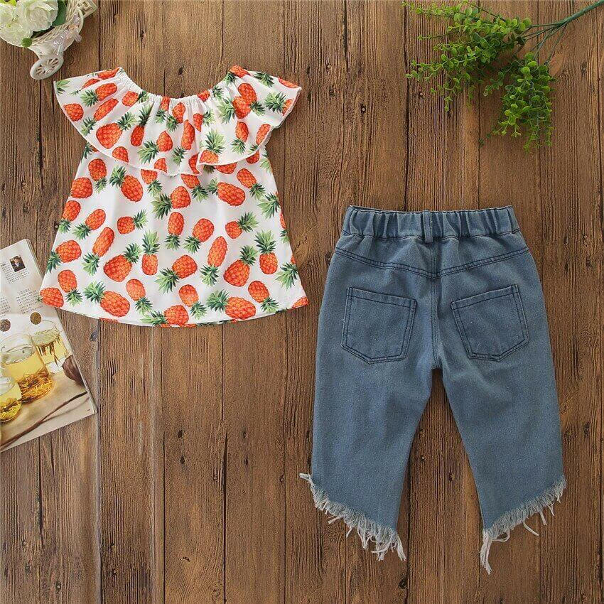 2PCS Toddler Kids Girls Clothes Off Shoulder