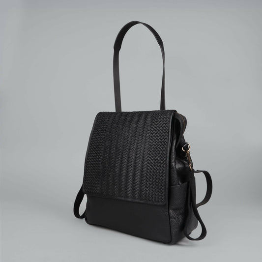 Donna Weaved Leather Diaper Bag.