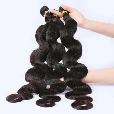 10A Grade Body Wave 3/4 Human Hair Bundles with 4x4 Closure 13x4 front.