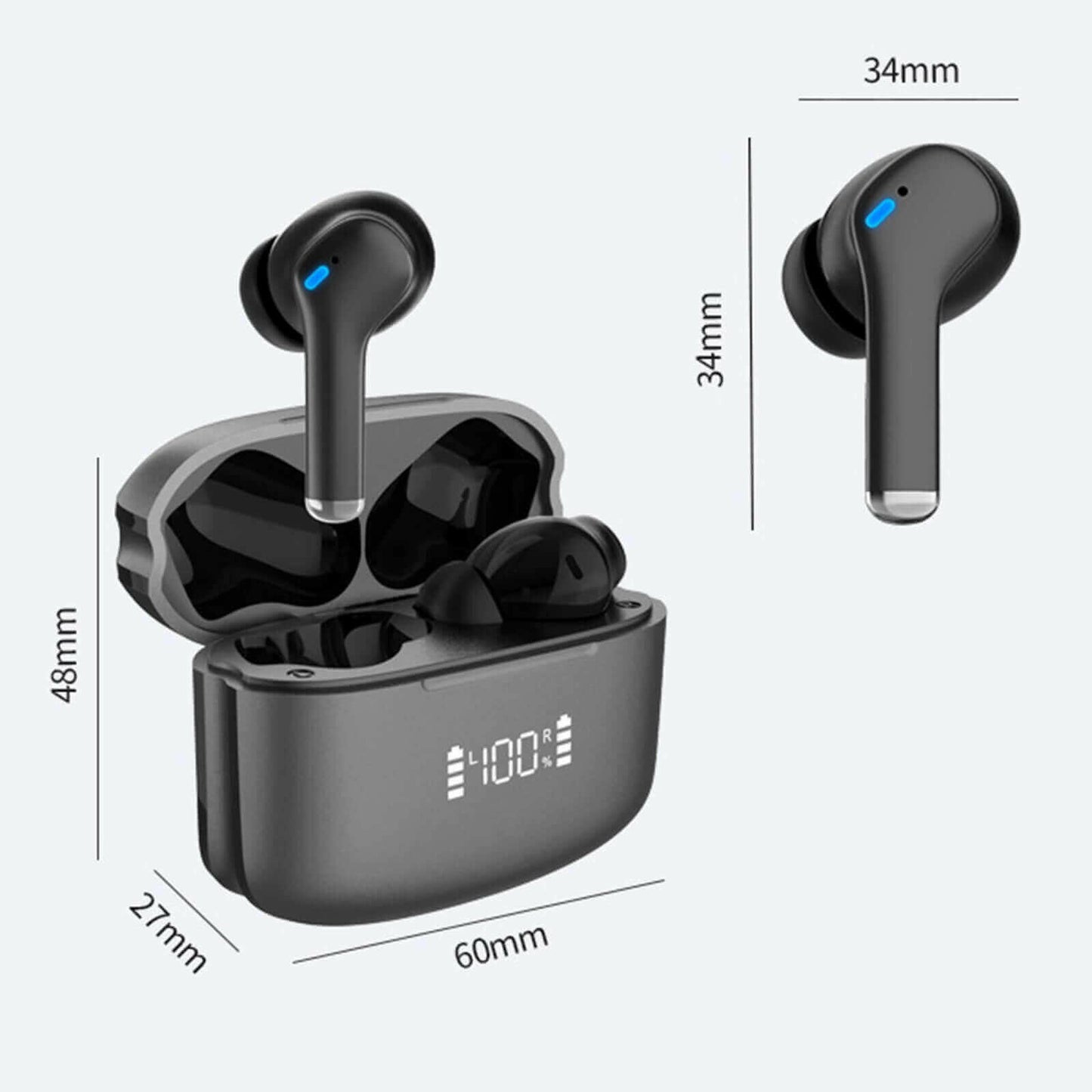 Dual Noise Cancelling True Wireless Earbuds Bluetooth Headphones.