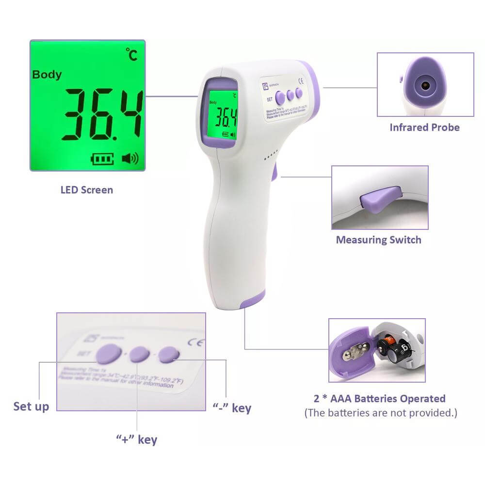 LCD Screen Digital No-Contact Forehead Infrared Forehead Thermometer