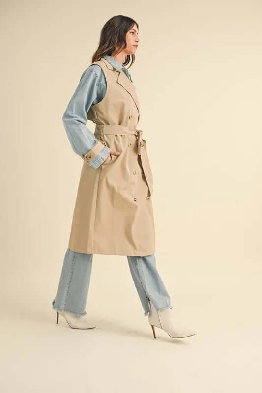 MABLE Layered Look Trench Coat With Denim Jacket