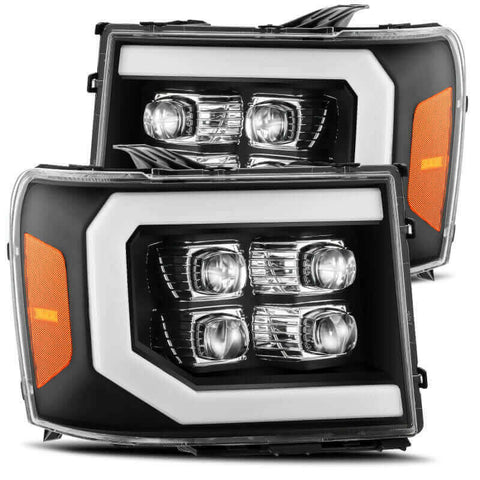 AlphaRex 07-13 GMC 1500HD NOVA LED Proj Headlights Plank Style Chrome.