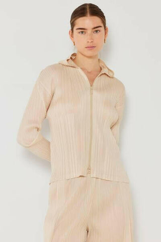 Marina West Swim Pleated Hood Jacket with 2 Way Zipper.