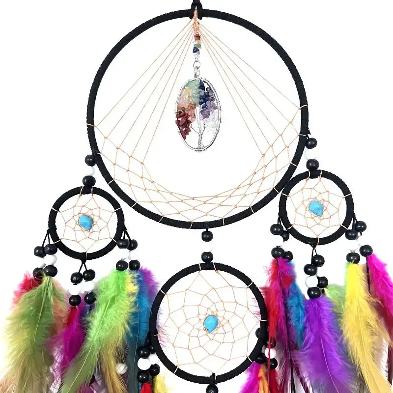 Colorful Dream Catcher with Feathers and Beads