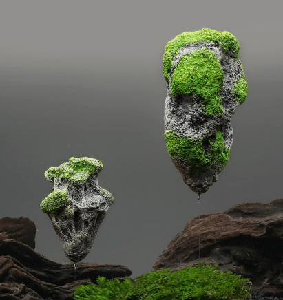 Floating Rock Aquarium Decoration - Grey