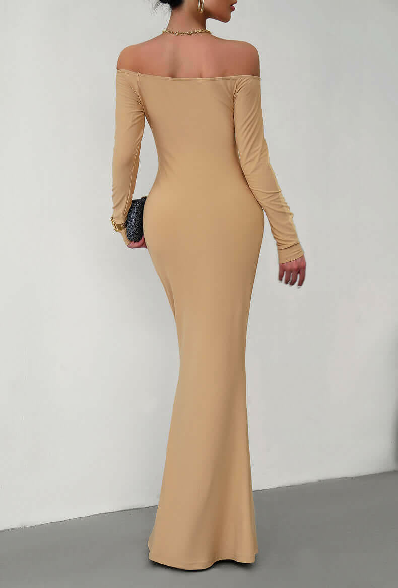 Off-Shoulder Long Sleeve Maxi Dress.