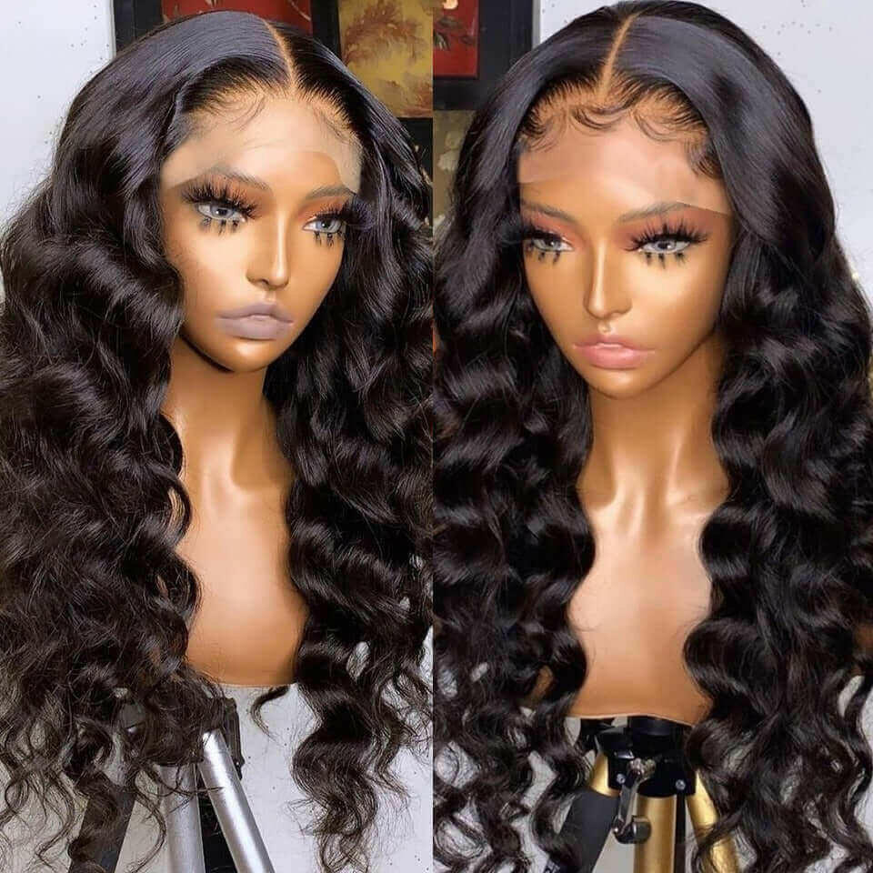 13x4 HD Transparent Lace Frontal Loose Body Wave Human Hair Wigs 180%.