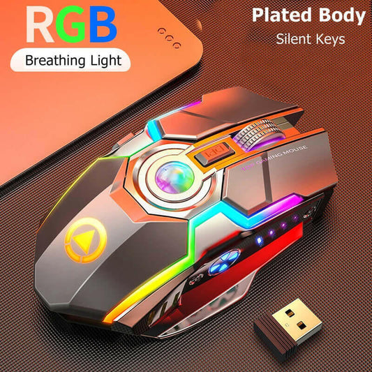 Color Wireless Gaming RGB Rechargeable Mute Button Mouse.