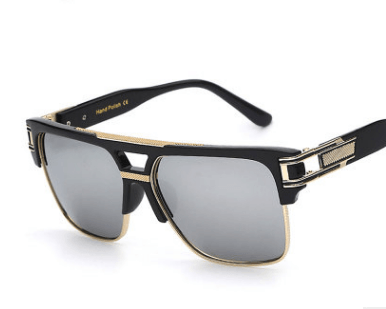 Men’s Rectangle Alloy-Frame Sunglasses with UV400
