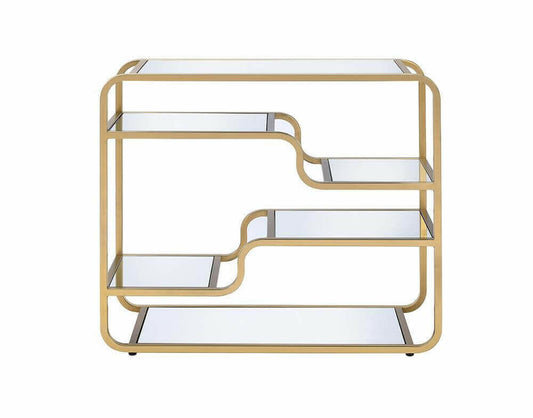 Modern Yet Retro Gold And Glass Bar Table.