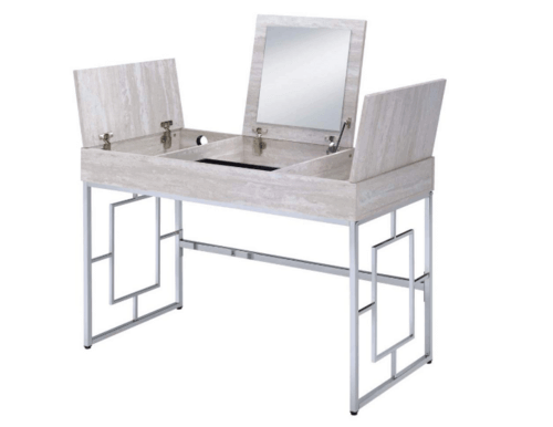 Modern Chic Whitewash Vanity Desk.