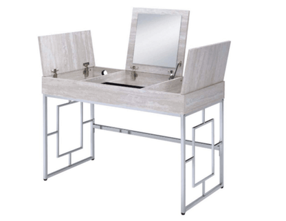 Modern Chic Whitewash Vanity Desk.