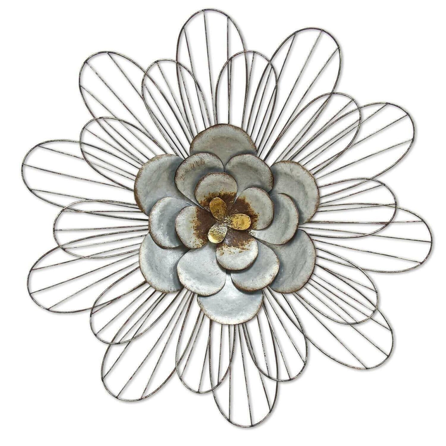 Well-Crafted Galvanized Daisy Metal Wall Decor.